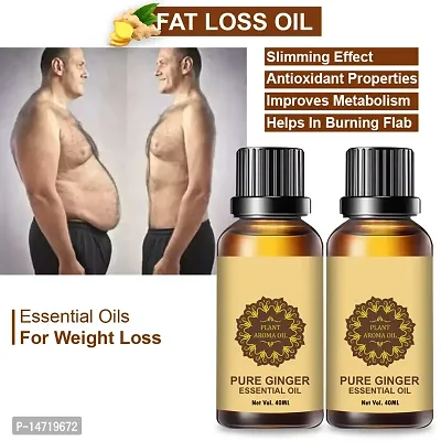 Ginger Essential Oil | Ginger Oil Fat Loss | Fat Burner Fat loss fat go slimming weight loss body fitness oil Shaping Solution Shape Up Slimming Oil For Stomach, Hips  Thigh (40ML) (PACK OF 2)