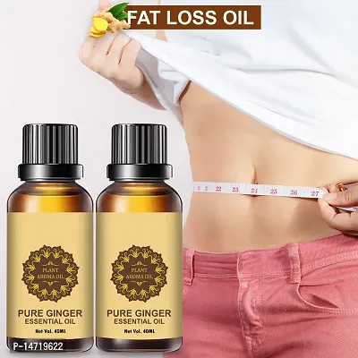 Ginger Essential Oil | Ginger Oil Fat Loss | belly fat reduce oil, weight loss massage oil, fat burner oil for women, slimming oil, weight loss oil (40ML) (PACK OF 2)-thumb0