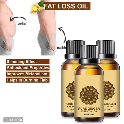 Ginger Essential Oil | Ginger Oil Fat Loss | Massage Oil- Helps in Anti-Cellulite, Toning, Slimming  Weight Loss |Natural Essential Oils Infused, Ayurvedic| (40ML) (PACK OF 3)