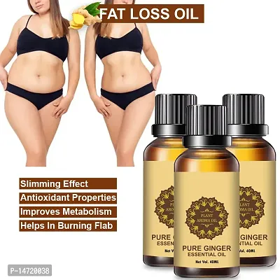 Ginger Essential Oil | Ginger Oil Fat Loss | Fat Burning oil,slimming oil, Fat Burner,Anti Cellulite  Skin Toning Slimming Oil For Stomach, Hips  Thigh Fat loss (40ML) (PACK OF 3)