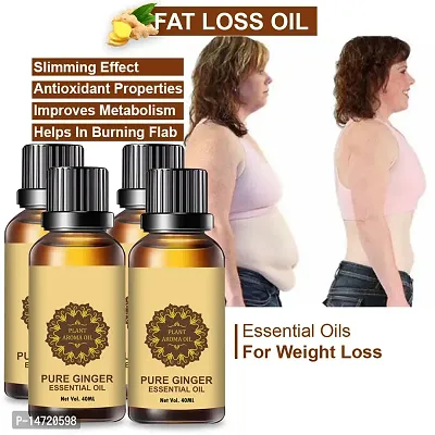 Ginger Essential Oil | Ginger Oil Fat Loss | Fat Burning oil,slimming oil, Fat Burner,Anti Cellulite  Skin Toning Slimming Oil For Stomach, Hips  Thigh Fat loss (40ML) (PACK OF 4)