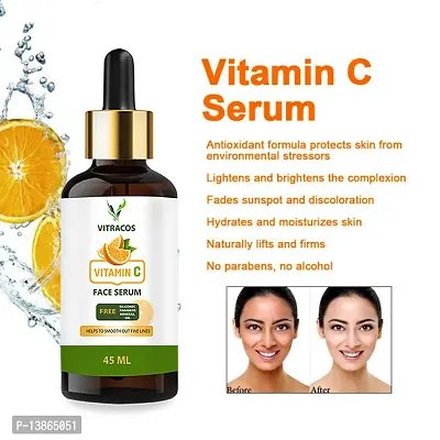 Vitracos Vitamin C-Advance Radiance Booster Anti Acne Restoring Anti Tanning Skin Clearing Serum Skin Repair, Supercharged Face Serum, Dark Circle, Fine Line And Sun Damage Corrector, Genuine 20% (45 Ml)
