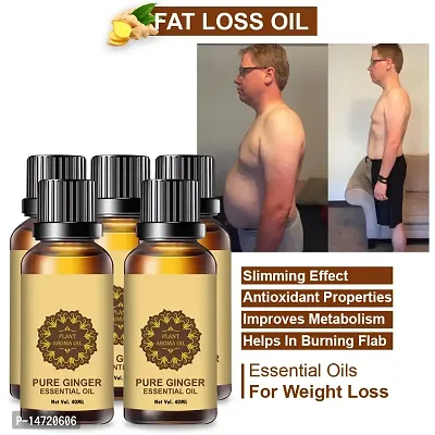 Ginger Essential Oil | Ginger Oil Fat Loss | Fat Burning oil,slimming oil, Fat Burner,Anti Cellulite  Skin Toning Slimming Oil For Stomach, Hips  Thigh Fat loss (40ML) (PACK OF 5)-thumb0