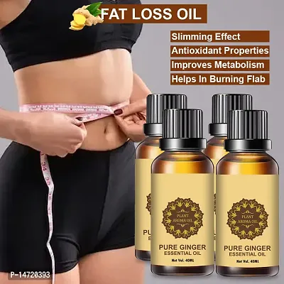 Ginger Essential Oil | Ginger Oil Fat Loss | nbsp;Fat Burning Oil, Slimming oil, Fat Burner, Anti Cellulite  Skin Toning Slimming Oil For Stomach, Hips  Thigh Fat loss fat go slimming weight loss body fitness oilnbsp; (40ML) (PACK OF 4)-thumb0