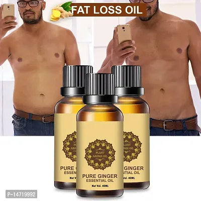 Ginger Essential Oil | Ginger Oil Fat Loss | Slimming Fat Burner Oil for Fat Loss Fat Burner Weight Loss Massage Oilnbsp; (40ML) (PACK OF 3)-thumb0