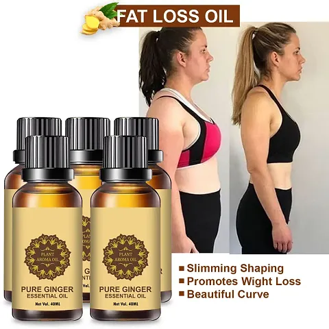 Ginger Essential Oil | Ginger Oil Fat Loss | For Belly Drainage Ginger Massage Oils For Belly / Fat Reduction Pack of 5