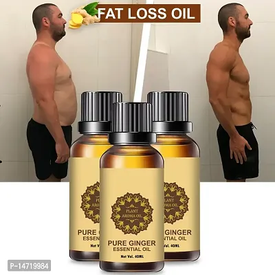 Ginger Essential Oil | Ginger Oil Fat Loss | Fat Burner Fat loss fat go slimming weight loss body fitness oil Shaping Solution Shape Up Slimming Oil For Stomach, Hips  Thigh (40ML) (PACK OF 3)