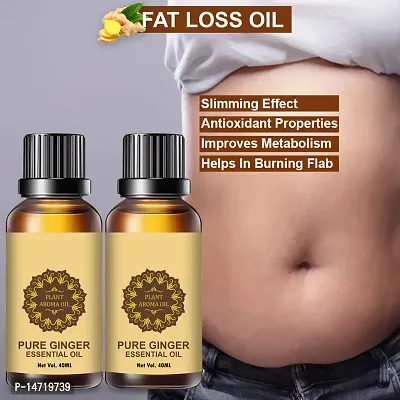 Ginger Essential Oil | Ginger Oil Fat Loss | Fat Burning oil,slimming oil, Fat Burner,Anti Cellulite  Skin Toning Slimming Oil For Stomach, Hips  Thigh Fat loss (40ML) (PACK OF 2)