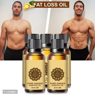 Ginger Essential Oil | Ginger Oil Fat Loss | Fat Burner Fat loss fat go slimming weight loss body fitness oil Shaping Solution Shape Up Slimming Oil For Stomach, Hips  Thigh (40ML) (PACK OF 5)