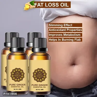 Ginger Essential Oil | Ginger Oil Fat Loss | Fat Burning oil,slimming oil, Fat Burner,Anti Cellulite  Skin Toning Slimming Oil For Stomach, Hips  Thigh Fat loss (40ML) (PACK OF 4)