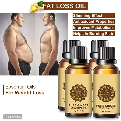 Ginger Essential Oil | Ginger Oil Fat Loss | Fat Burner Fat loss fat go slimming weight loss body fitness oil Shaping Solution Shape Up Slimming Oil For Stomach, Hips  Thigh (40ML) (PACK OF 4)