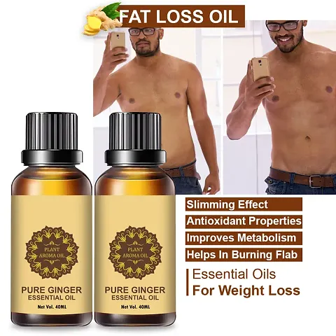 Ginger Essential Oil | Ginger Oil Fat Loss | For Belly Drainage Ginger Massage Oils For Belly / Fat Reduction Pack of 2