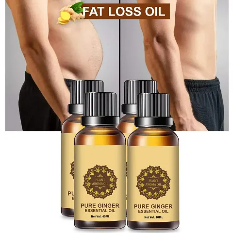 Ginger Essential Oil | Ginger Oil Fat Loss | For Belly Drainage Ginger Massage Oils For Belly / Fat Reduction Pack of 4