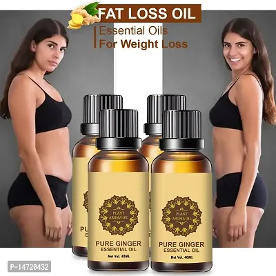 Ginger Essential Oil | Ginger Oil Fat Loss | belly fat reduce oil, weight loss massage oil, fat burner oil for women, slimming oil, weight loss oil (40ML) (PACK OF 4)-thumb0