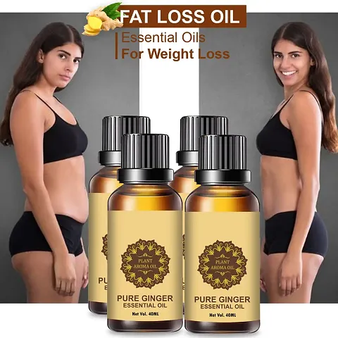 Ginger Essential Oil | Ginger Oil Fat Loss | For Belly Drainage Ginger Massage Oils For Belly / Fat Reduction Pack of 4