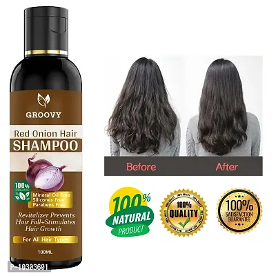 Organique Red Onion Hair Shampoo With Keratin Protein Booster, Nourishes Hair Follicles, Anti - Hair Loss, Regrowth Hair Shampoo 100 Ml-thumb3