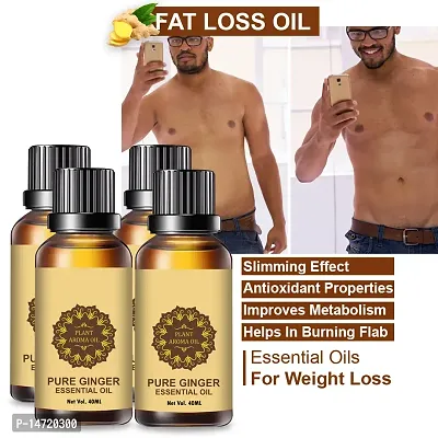 Ginger Essential Oil | Ginger Oil Fat Loss | Fat Burning Oil, Slimming oil, Fat Burner, Anti Cellulite  Skin Toning Slimming Oil For Stomach, Hips  Thigh Fat loss fat go slimming weight loss body fitness oilnbsp; (40ML) (PACK OF 4)