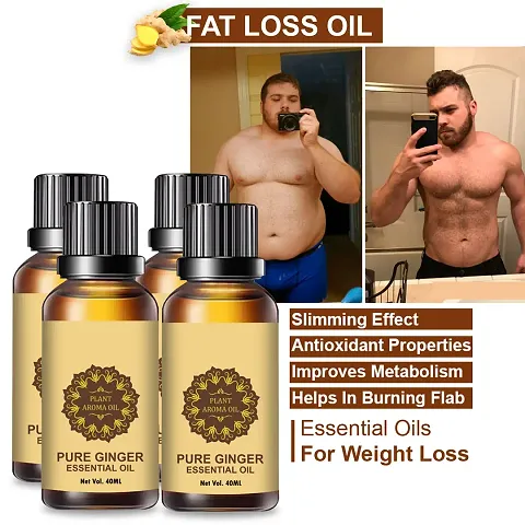 Ginger Essential Oil | Ginger Oil Fat Loss | For Belly Drainage Ginger Massage Oils For Belly / Fat Reduction Pack of 4