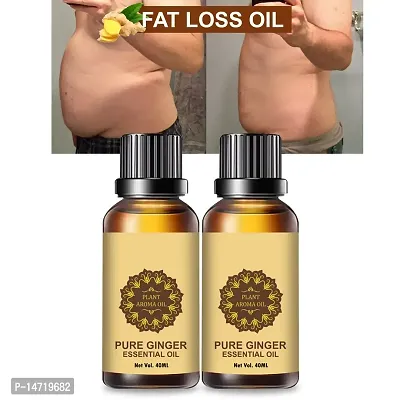 Ginger Essential Oil | Ginger Oil Fat Loss | Massage Oil- Helps in Anti-Cellulite, Toning, Slimming  Weight Loss |Natural Essential Oils Infused, Ayurvedic| (40ML) (PACK OF 2)