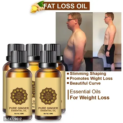 Ginger Essential Oil | Ginger Oil Fat Loss | Fat Burning Oil, Slimming oil, Fat Burner, Anti Cellulite  Skin Toning Slimming Oil For Stomach, Hips  Thigh Fat loss fat go slimming weight loss body fitness oilnbsp; (40ML) (PACK OF 5)