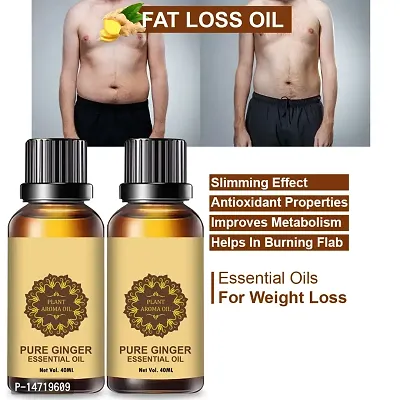 Ginger Essential Oil | Ginger Oil Fat Loss | Organics Herbal Fat Burner Fat loss fat go slimming weight loss body fitness oil Shape Up Slimming Oil For Stomach, Hips  Thigh (40ML) (PACK OF 2)