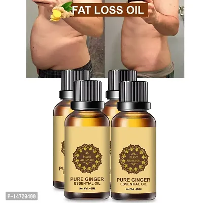 Ginger Essential Oil | Ginger Oil Fat Loss | Massage Oil- Helps in Anti-Cellulite, Toning, Slimming  Weight Loss |Natural Essential Oils Infused, Ayurvedic| (40ML) (PACK OF 4)