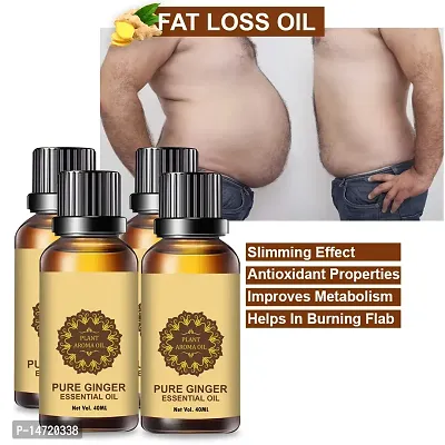 Ginger Essential Oil | Ginger Oil Fat Loss | Fat loss fat go slimming weight loss body fitness oil Shaping Oil (40ML) (PACK OF 4)