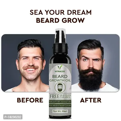 Vitracos Beard Oil 50Ml Faster Growing Beard Oil With Goodness Of Avacado, Jojoba And Natural Oil For Men Reduce Breakage And Dryness Hair Oil- 50 ml