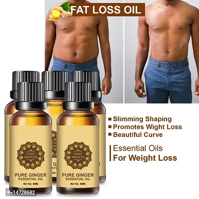 Ginger Essential Oil | Ginger Oil Fat Loss |  Ginger Oil, for Belly Drainage Ginger Massage Oils For Belly / Fat Reduction for Weight Loss, Fat Burner Oil For Men  Women (40ML) (PACK OF 5)
