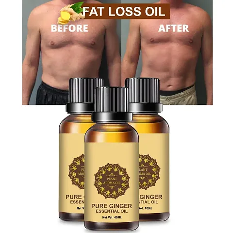 Ginger Essential Oil | Ginger Oil Fat Loss | For Belly Drainage Ginger Massage Oils For Belly / Fat Reduction Pack of 3