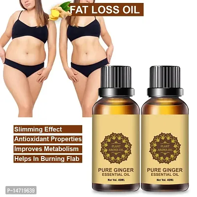 Ginger Essential Oil | Ginger Oil Fat Loss |  Ginger Oil, for Belly Drainage Ginger Massage Oils For Belly / Fat Reduction for Weight Loss, Fat Burner Oil For Men  Women (40ML) (PACK OF 2)-thumb0