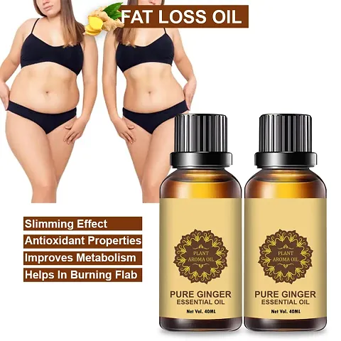 Ginger Essential Oil | Ginger Oil Fat Loss | For Belly Drainage Ginger Massage Oils For Belly / Fat Reduction Pack of 2