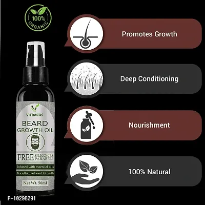 Vitracos Pure And Natural Oil Based Beard Hair Growth Oil For Men And Boys Hair Oil- 50 ml-thumb0