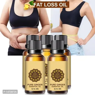 Ginger Essential Oil | Ginger Oil Fat Loss | Slimming Fat Burner Oil for Fat Loss Fat Burner Weight Loss Massage Oil (40ML) (PACK OF 5)