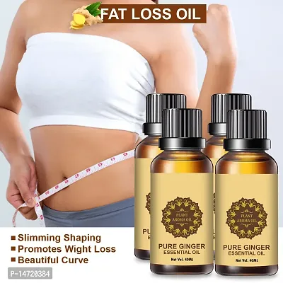 Ginger Essential Oil | Ginger Oil Fat Loss | Fat Burning Oil, Slimming oil, Fat Burner, Anti Cellulite  Skin Toning Slimming Oil For Stomach, Hips  Thigh Fat loss fat go slimming weight loss body fitness oilnbsp; (40ML) (PACK OF 4)-thumb0