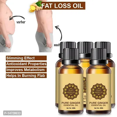 Ginger Essential Oil | Ginger Oil Fat Loss | Massage Oil- Helps in Anti-Cellulite, Toning, Slimming  Weight Loss |Natural Essential Oils Infused, Ayurvedic| (40ML) (PACK OF 5)