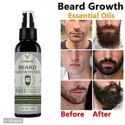 Vitracos Beard Growth Oil - More Beard Growth, With Redensyl, 8 Natural Oil Hair Oil- 50 ml
