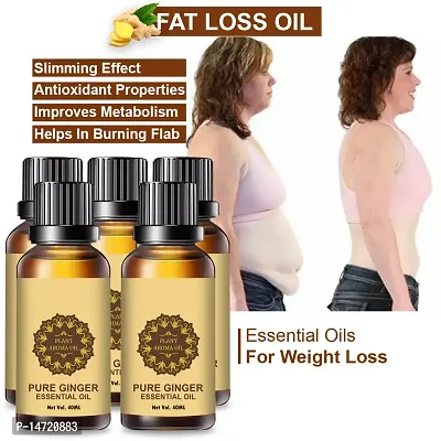 Ginger Essential Oil | Ginger Oil Fat Loss | Fat Burning oil,slimming oil, Fat Burner,Anti Cellulite  Skin Toning Slimming Oil For Stomach, Hips  Thigh Fat loss (40ML) (PACK OF 5)