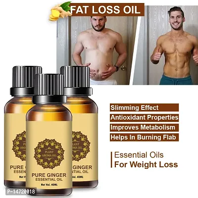 Ginger Essential Oil | Ginger Oil Fat Loss | Organics Herbal Fat Burner Fat loss fat go slimming weight loss body fitness oil Shape Up Slimming Oil For Stomach, Hips  Thigh (40ML) (PACK OF 3)