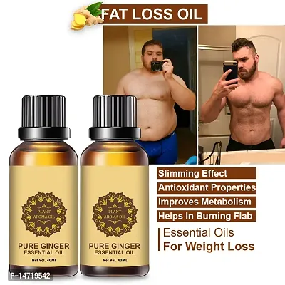 Ginger Essential Oil | Ginger Oil Fat Loss | Organics Herbal Fat Burner Fat loss fat go slimming weight loss body fitness oil Shape Up Slimming Oil For Stomach, Hips  Thigh (40ML) (PACK OF 2)-thumb0