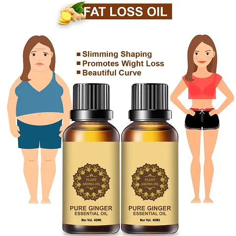 Ginger Essential Oil | Ginger Oil Fat Loss | For Belly Drainage Ginger Massage Oils For Belly / Fat Reduction Pack of 2