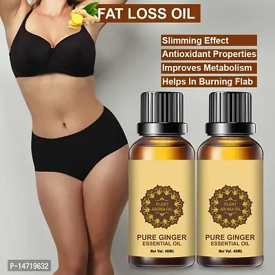 Ginger Essential Oil | Ginger Oil Fat Loss | Fat Burning oil,slimming oil, Fat Burner,Anti Cellulite  Skin Toning Slimming Oil For Stomach, Hips  Thigh Fat loss (40ML) (PACK OF 2)-thumb0