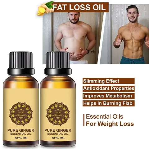 Ginger Essential Oil | Ginger Oil Fat Loss | For Belly Drainage Ginger Massage Oils For Belly / Fat Reduction Pack of 2