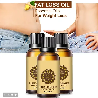 Ginger Essential Oil | Ginger Oil Fat Loss | Organics Herbal Fat Burner Fat loss fat go slimming weight loss body fitness oil Shape Up Slimming Oil For Stomach, Hips  Thigh (40ML) (PACK OF 3)