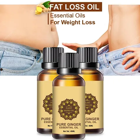 Ginger Essential Oil | Ginger Oil Fat Loss | For Belly Drainage Ginger Massage Oils For Belly / Fat Reduction Pack of 3