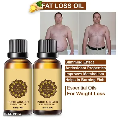 Ginger Essential Oil | Ginger Oil Fat Loss |  Ginger Oil, for Belly Drainage Ginger Massage Oils For Belly / Fat Reduction for Weight Loss, Fat Burner Oil For Men  Women (40ML) (PACK OF 2)