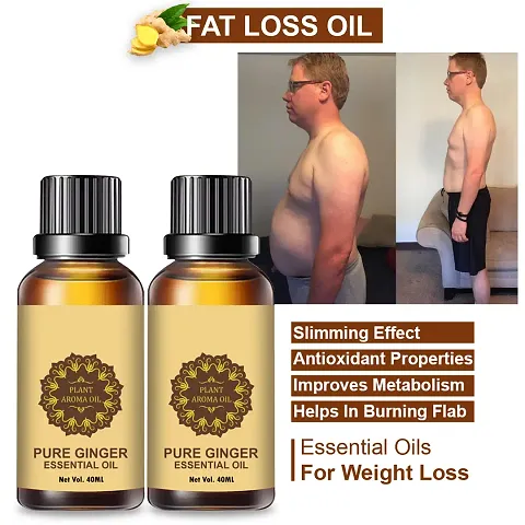 Ginger Essential Oil | Ginger Oil Fat Loss | For Belly Drainage Ginger Massage Oils For Belly / Fat Reduction Pack of 2