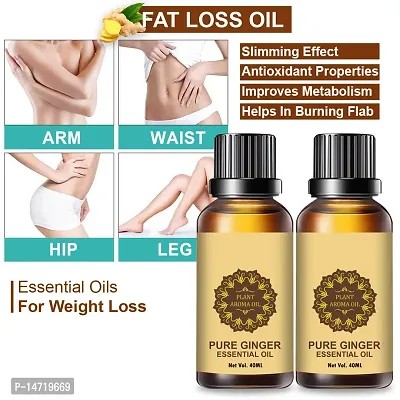 Ginger Essential Oil | Ginger Oil Fat Loss | Beauty Fat Burner Fat loss fat go slimming weight loss body fitness oil Shape Up Slimming Oil For Stomach, Hips  Thigh (40ML) (PACK OF 2)-thumb0