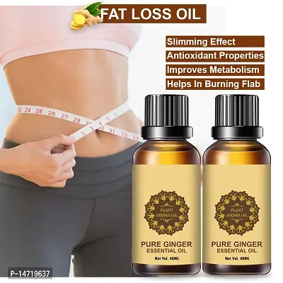 Ginger Essential Oil | Ginger Oil Fat Loss | Fat Burning oil,slimming oil, Fat Burner,Anti Cellulite  Skin Toning Slimming Oil For Stomach, Hips  Thigh Fat loss (40ML) (PACK OF 2)