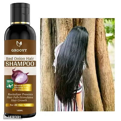 Organique Red Onion Hair Shampoo With Keratin Protein Booster, Nourishes Hair Follicles, Anti - Hair Loss, Regrowth Hair Shampoo 100 Ml-thumb0